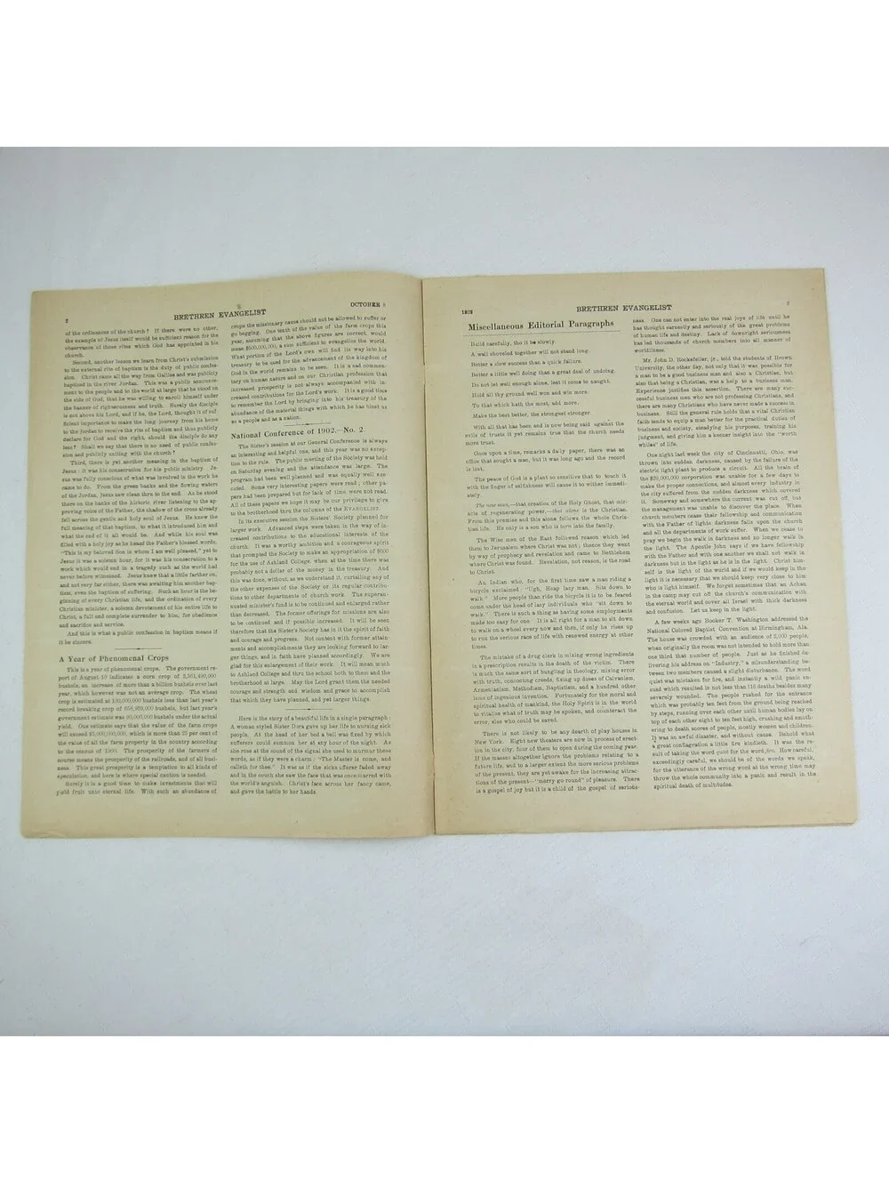 Brethren Evangelist Christian Newspaper Ashland Ohio Antique October 8th 1902